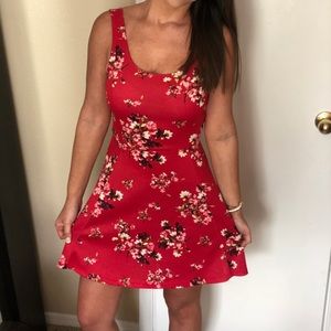 Red floral dress